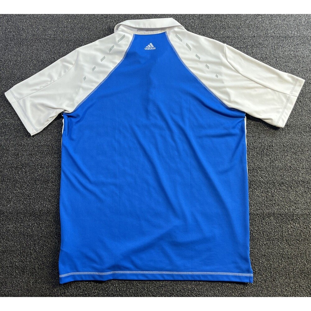 Adidas Golf Adizero Mens Large White Blue Short Sleeve Polo Shirt Z70815 - Picture 9 of 12